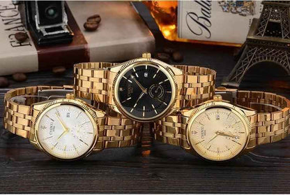 069A - Simple Watch - Golden Quartz Wristwatch for Men - Touchy Style