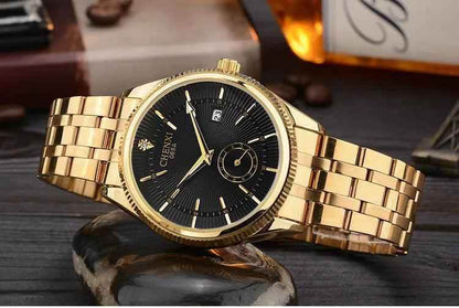 069A - Simple Watch - Golden Quartz Wristwatch for Men - Touchy Style