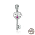 100% 925 Sterling Silver Happiness Key Heart Shape Pendant Charm Jewelry Without Chain - Touchy Style