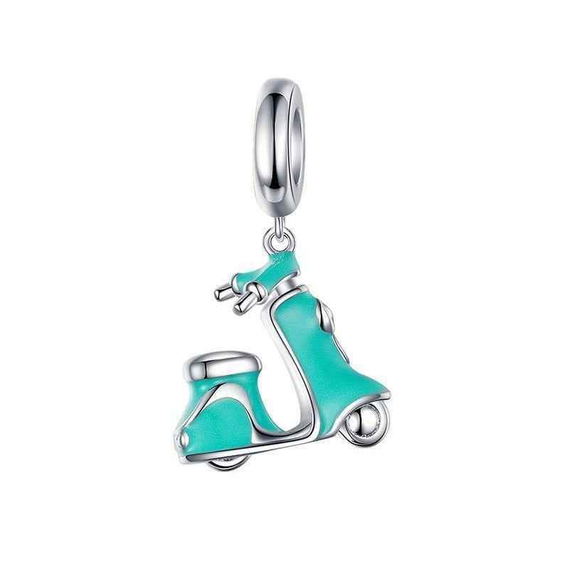 100% 925 Sterling Silver Ice-Cream Van Enamel Pendant Charm Jewelry WOS10 Without Chain - Touchy Style