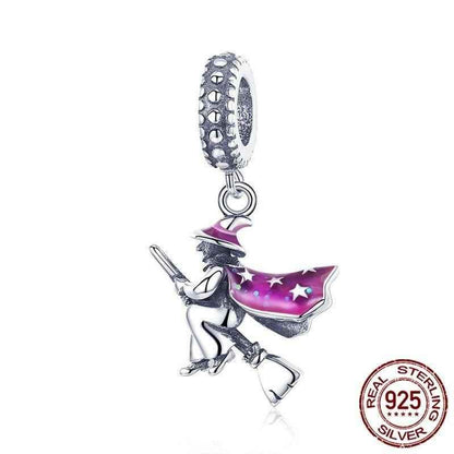 100% 925 Sterling Silver Magic Witch Pendant Charm Jewelry Without Chain - Touchy Style