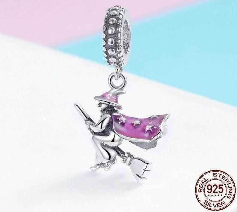 100% 925 Sterling Silver Magic Witch Pendant Charm Jewelry Without Chain - Touchy Style