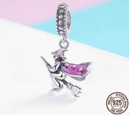 100% 925 Sterling Silver Magic Witch Pendant Charm Jewelry Without Chain - Touchy Style