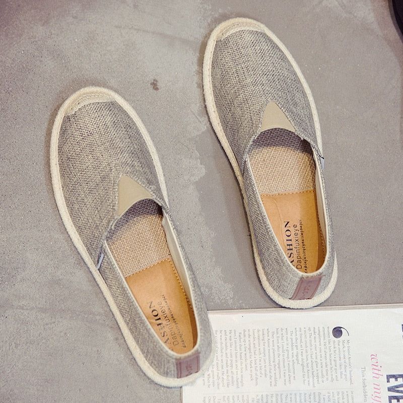 2021 Canvas Men Shoes Flat Linen Man Casual Shoes Autumn Slip on Loafers Drive Walk Shoes - Touchy Style .