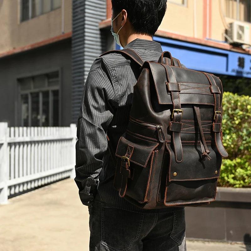 2028 Cool Backpack - Leather Vintage Laptop School Daypack - Touchy Style