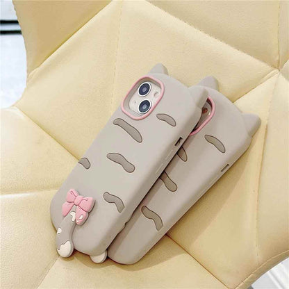 3D Cartoon Bowknot Cat - Cute Phone Cases For iPhone 15, 14 Plus, 13, 12, 11 Pro Max - Touchy Style