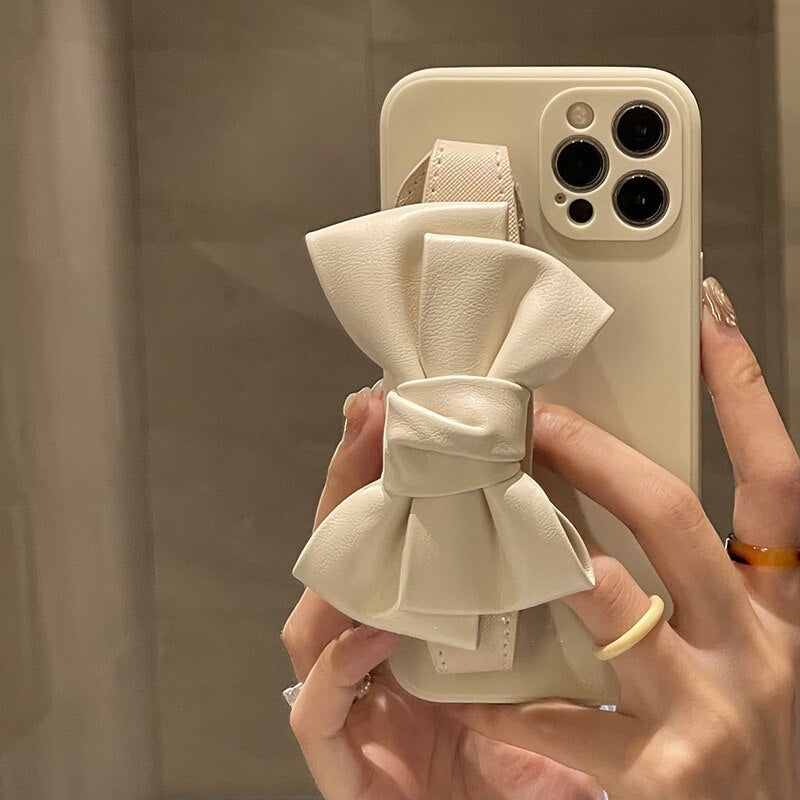 3D Cute Leather Bow Phone Cases for iPhone 13 12 11 Pro Max XR X XS Max 7 8 Plus - Touchy Style .