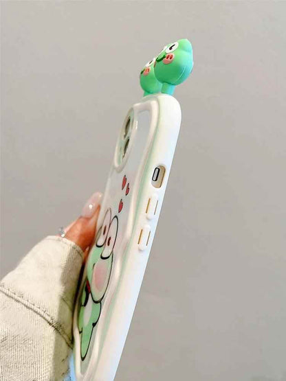 3D Ears Frog Cute Phone Cases - Wave Edge - For iPhone 15 Pro Max, 14, 13, 11, 12 - Touchy Style