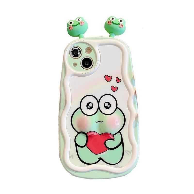 3D Ears Frog Cute Phone Cases - Wave Edge - For iPhone 15 Pro Max, 14, 13, 11, 12 - Touchy Style