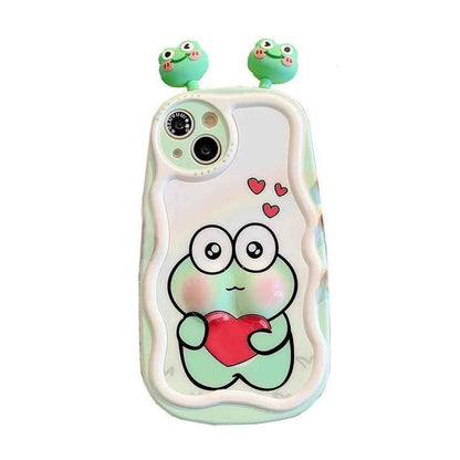 3D Ears Frog Cute Phone Cases - Wave Edge - For iPhone 15 Pro Max, 14, 13, 11, 12 - Touchy Style