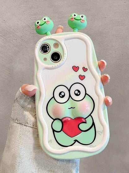 3D Ears Frog Cute Phone Cases - Wave Edge - For iPhone 15 Pro Max, 14, 13, 11, 12 - Touchy Style