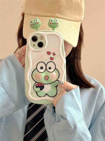 3D Ears Frog Cute Phone Cases - Wave Edge - For iPhone 15 Pro Max, 14, 13, 11, 12 - Touchy Style