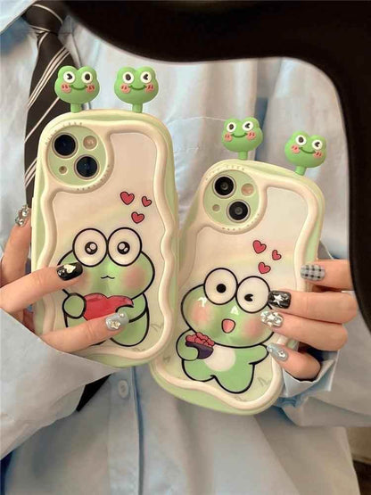 3D Ears Frog Cute Phone Cases - Wave Edge - For iPhone 15 Pro Max, 14, 13, 11, 12 - Touchy Style