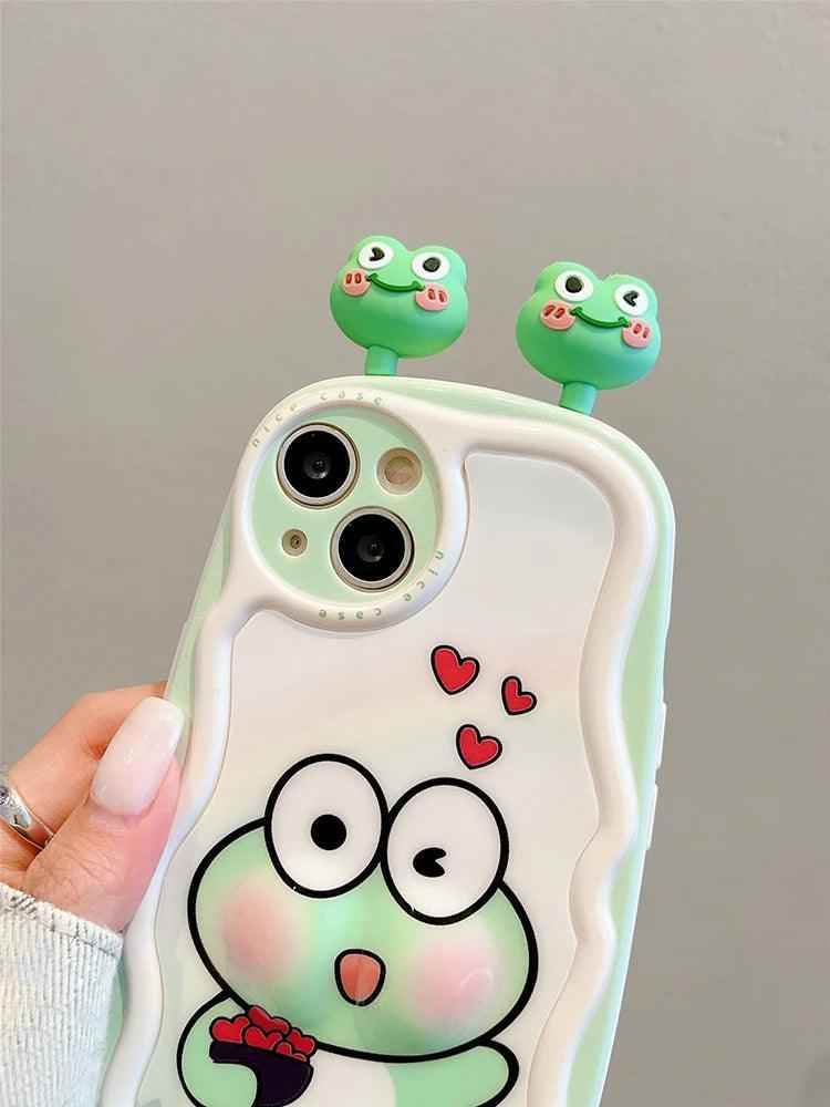 3D Ears Frog Cute Phone Cases - Wave Edge - For iPhone 15 Pro Max, 14, 13, 11, 12 - Touchy Style