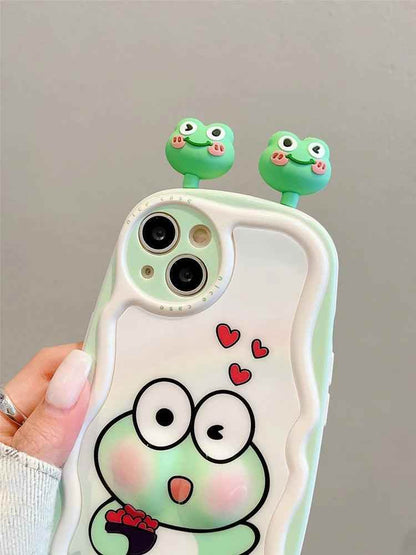 3D Ears Frog Cute Phone Cases - Wave Edge - For iPhone 15 Pro Max, 14, 13, 11, 12 - Touchy Style