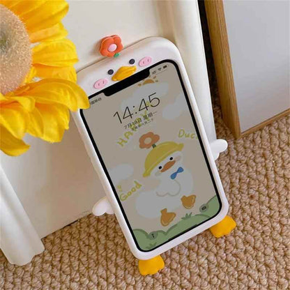 3D Flower Duck Cute Phone Cases For iPhone 15 14 13 12 11 Pro XS Max X XR 7 8 6S Plus SE - Touchy Style