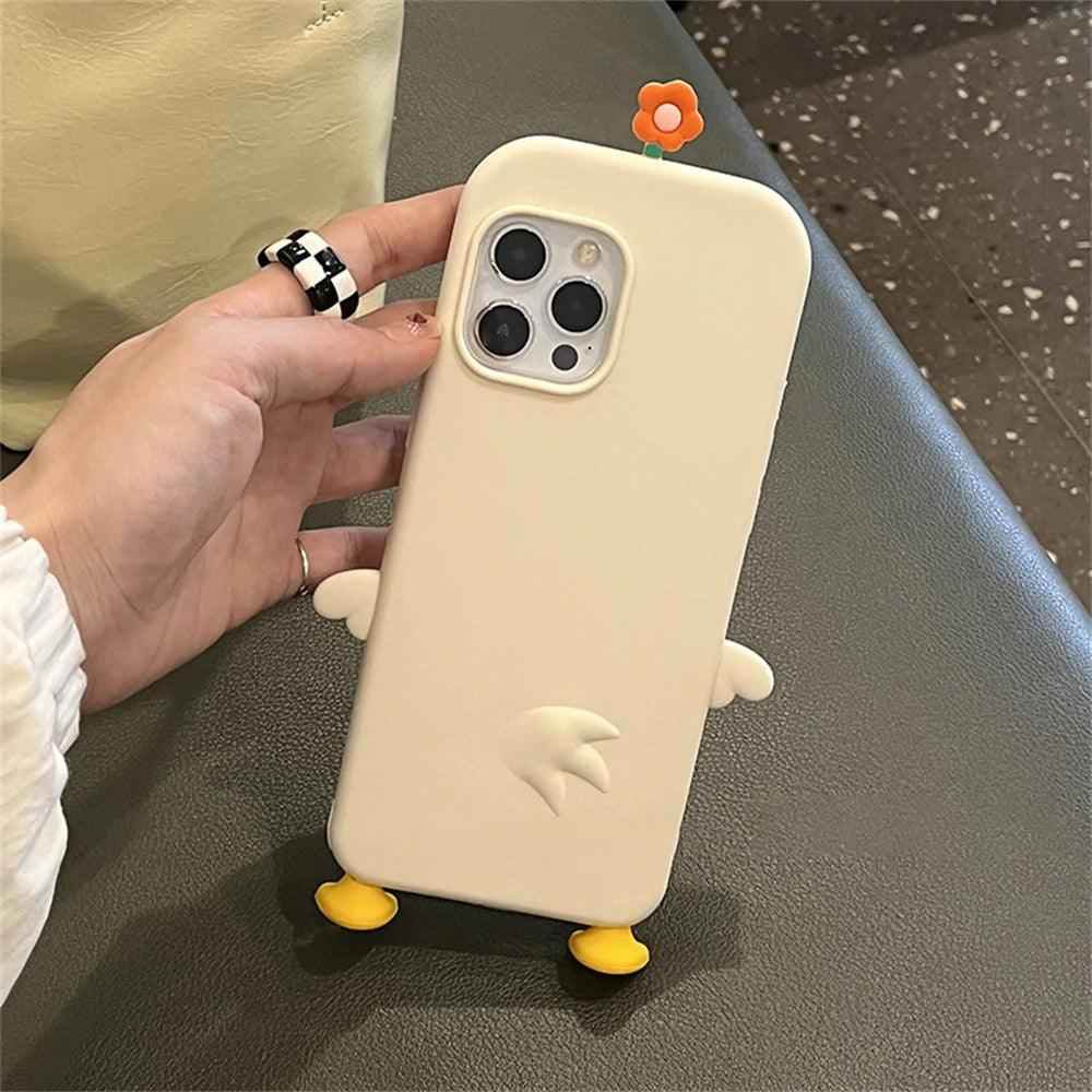 3D Flower Duck Cute Phone Cases For iPhone 15 14 13 12 11 Pro XS Max X XR 7 8 6S Plus SE - Touchy Style