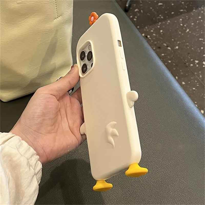 3D Flower Duck Cute Phone Cases For iPhone 15 14 13 12 11 Pro XS Max X XR 7 8 6S Plus SE - Touchy Style