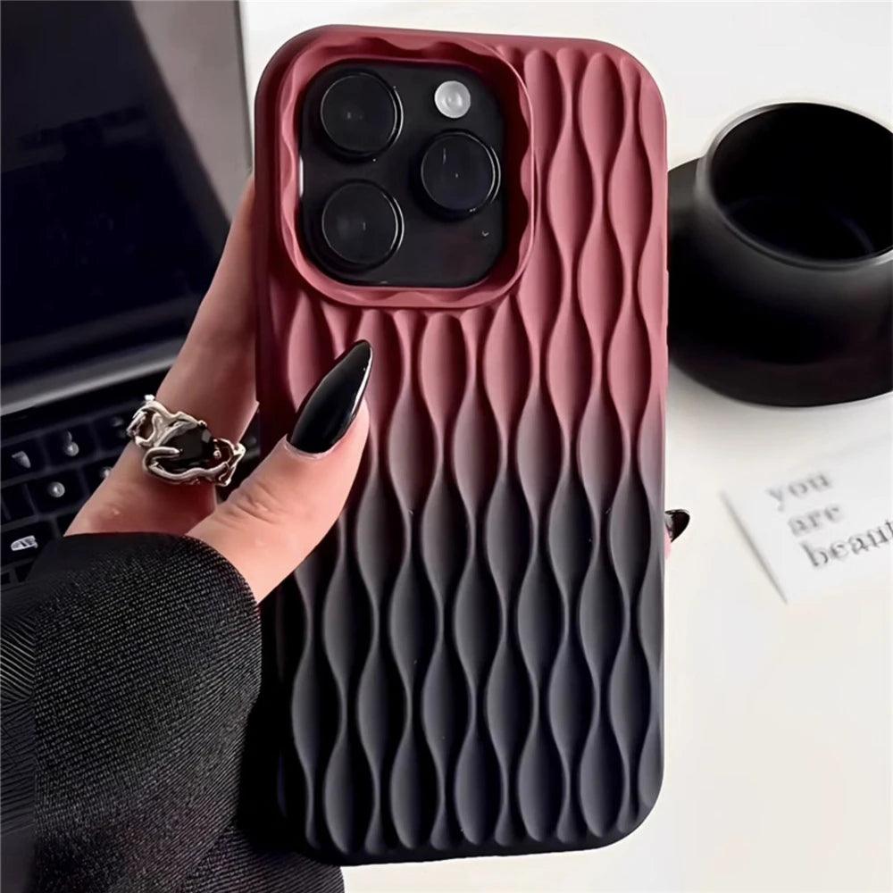 3D Grid Silicone Cover with Gradient Design - Cute Phone Case for iPhone 11, 12 Pro Max, 13, and 14 Pro - Touchy Style .