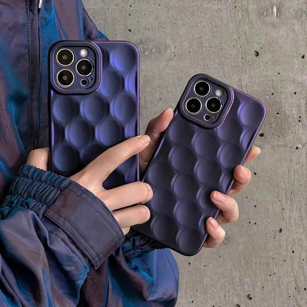 3D Purple Honeycomb Pattern - Cute Phone Cases for iPhone 15, 14, 13, 12, 11, Pro, Max, Mini, X, XS, XR - Touchy Style .