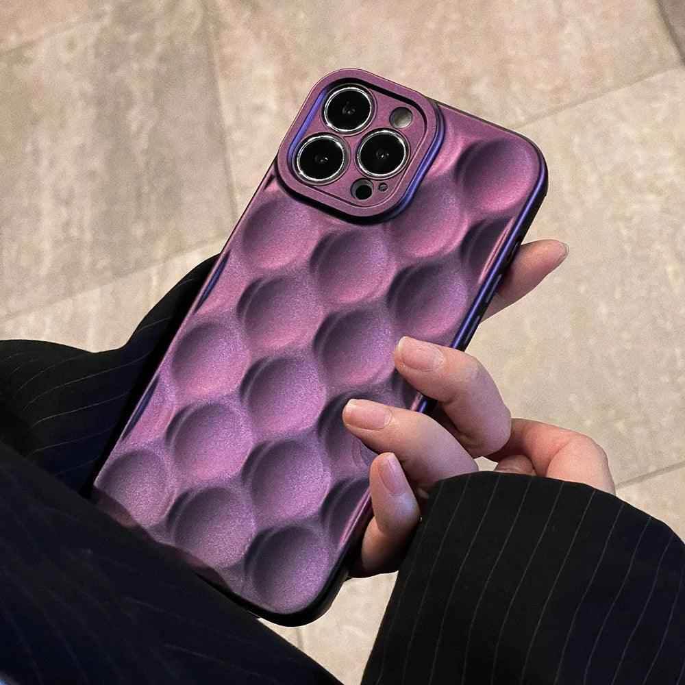 3D Purple Honeycomb Pattern - Cute Phone Cases for iPhone 15, 14, 13, 12, 11, Pro, Max, Mini, X, XS, XR - Touchy Style .