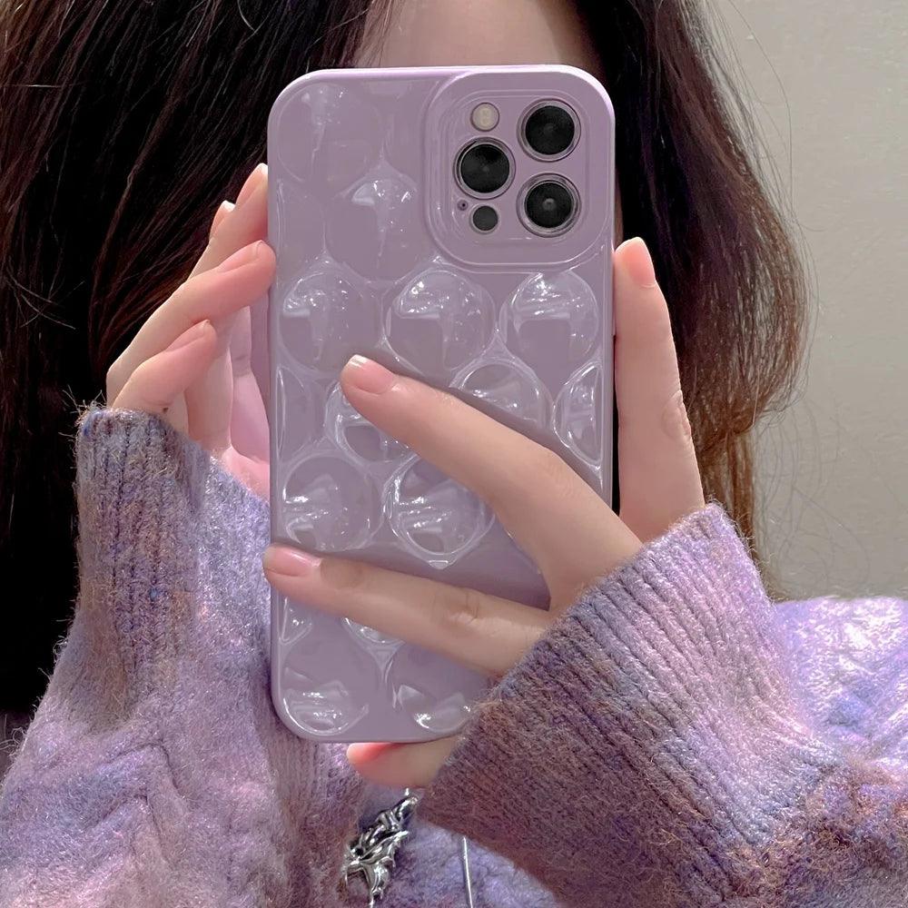 3D Purple Honeycomb Pattern - Cute Phone Cases for iPhone 15, 14, 13, 12, 11, Pro, Max, Mini, X, XS, XR - Touchy Style .