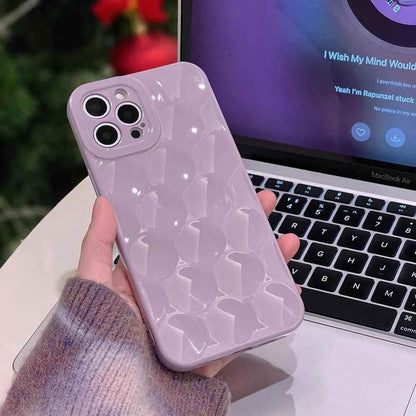 3D Purple Honeycomb Pattern - Cute Phone Cases for iPhone 15, 14, 13, 12, 11, Pro, Max, Mini, X, XS, XR - Touchy Style .