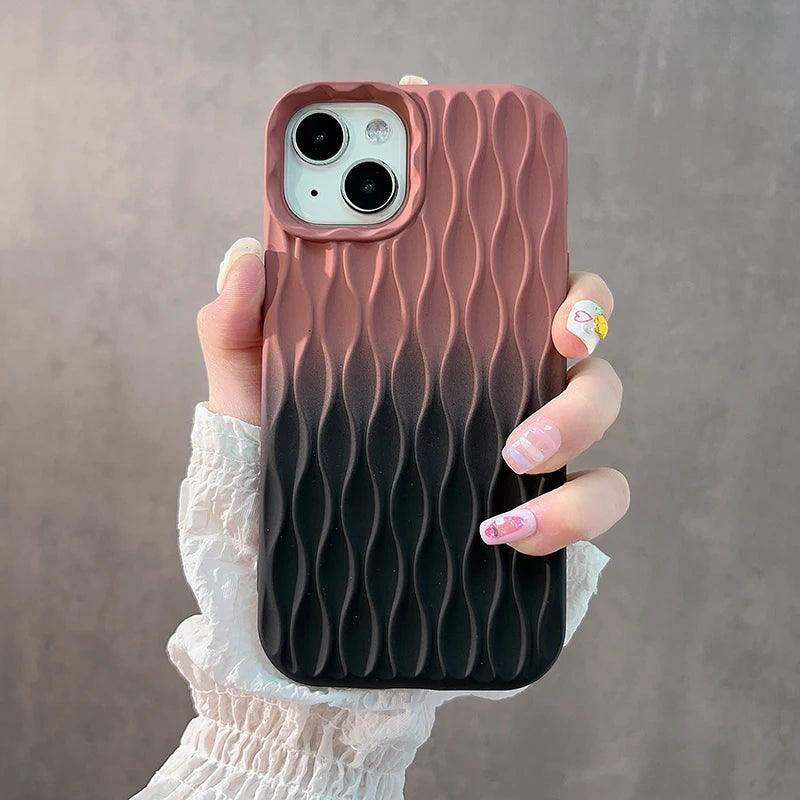 3D Water Ripple Stripe Cute Phone Case For iPhone 15, 14, 13, 12, 11 Pro Max - Touchy Style .