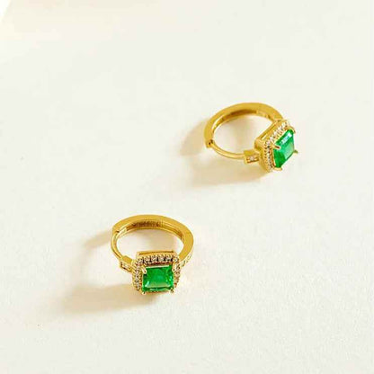 925 Sterling Silver 18k Gold Plated Hoop Earrings Charm Jewelry - Geometric Square - TSJ156 - Touchy Style