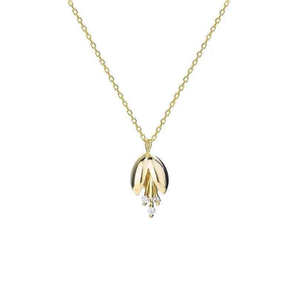 925 Sterling Silver 18k Gold Plated Necklace Charm Jewelry - Bell Orchid Bud Pendant - Xm310 - Touchy Style