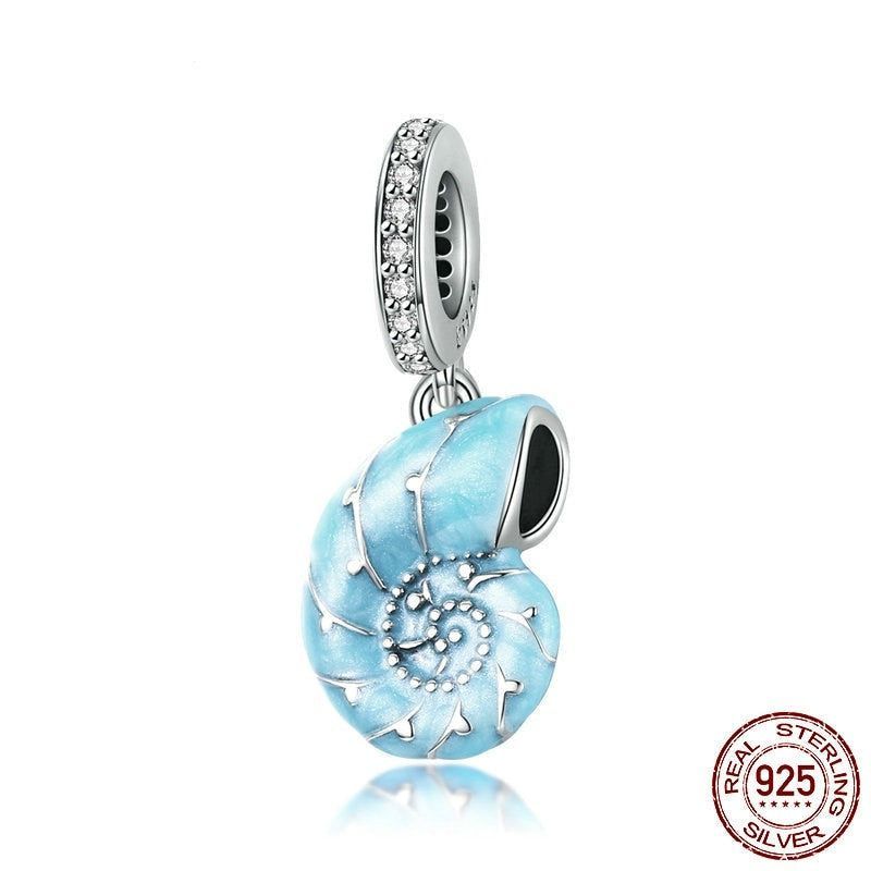 925 Sterling Silver Blue Conch Pendant Charm Jewelry BOS32 Without Chain - Touchy Style .