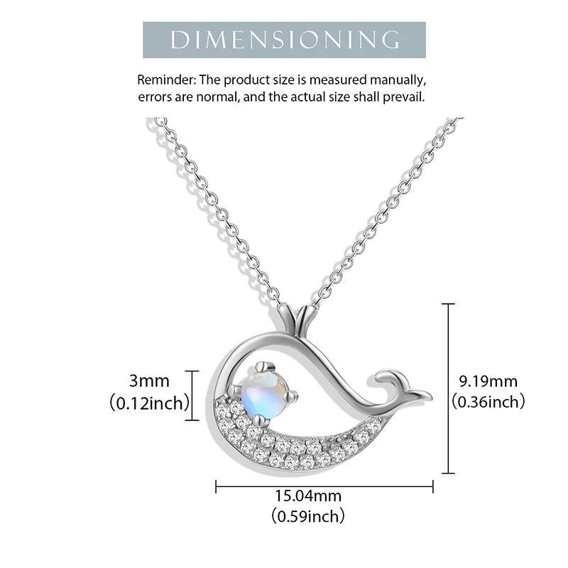 925 Sterling Silver Blue Moonstone Whale Pendant Necklace Charm - XF0088B1 Jewelry - Touchy Style .