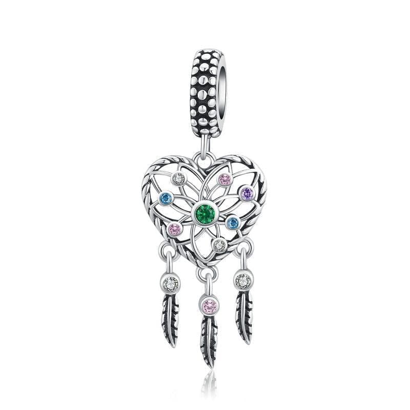 925 Sterling Silver Bohemian Dream Catcher Pendant Necklace Charm Jewelry Without Chain - Touchy Style .