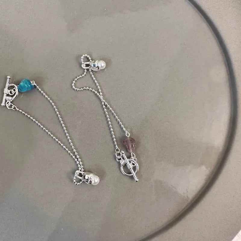 925 Sterling Silver Bracelet Charm Jewelry - OT Clasp Irregular Squares Beads - TSJ84 - Touchy Style