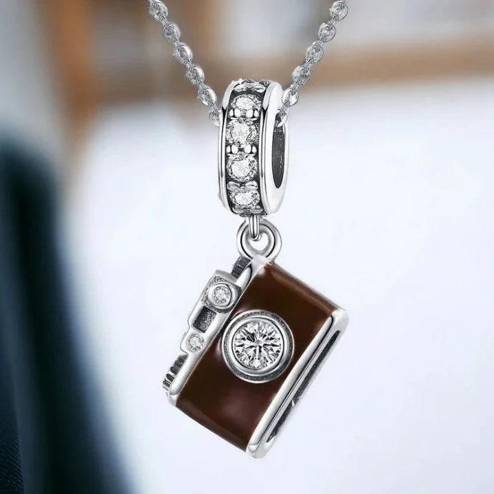 925 Sterling Silver Brown Camera Pattern Pendant Charm Jewelry Without Chain - Touchy Style