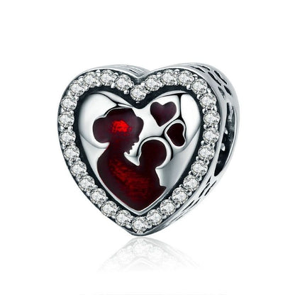 925 Sterling Silver Color Pink Heart Dog Pendant Charms Jewelry Without Chain - Touchy Style .