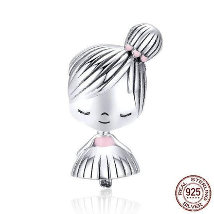 925 Sterling Silver Couple Little Girl &amp; Boy Pendant Charm Jewelry SCC544 Without Chain - Touchy Style .