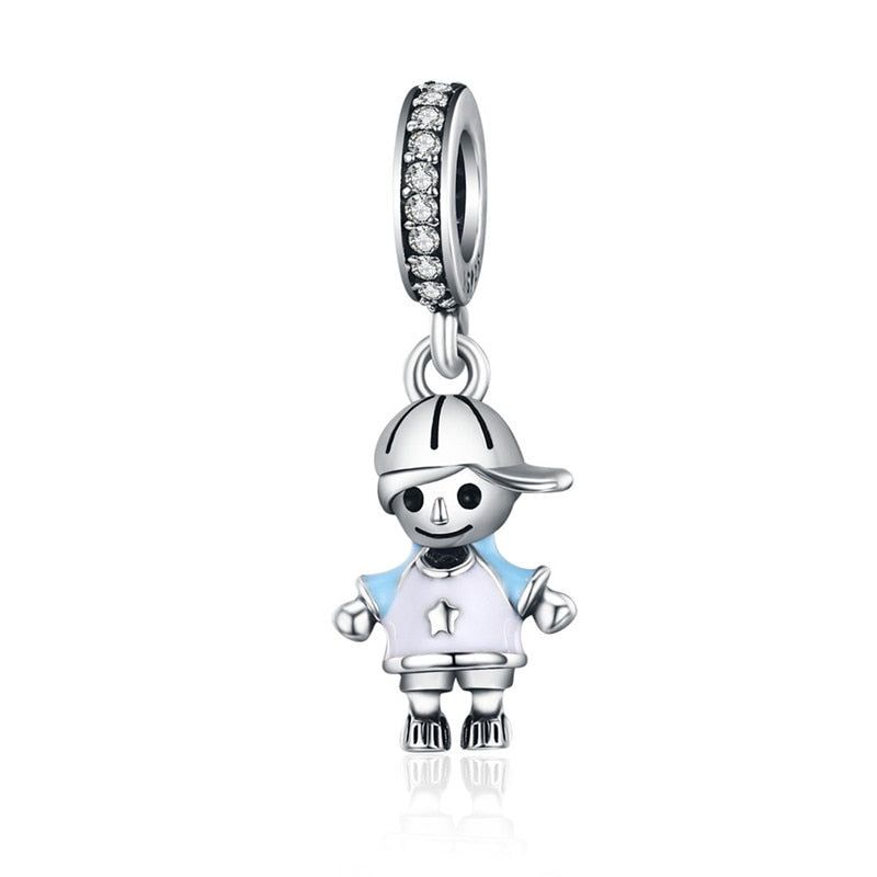 925 Sterling Silver Couple Little Girl &amp; Boy Pendant Charm Jewelry SCC544 Without Chain - Touchy Style .