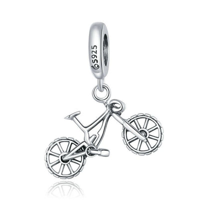 925 Sterling Silver Crystal Bike Bicycle Shape Pendant Charm Jewelry Without Chain - Touchy Style .
