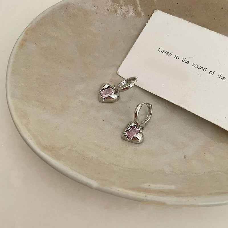 925 Sterling Silver Drop Earrings Charm Jewelry - Heart Pendant - TSJ90 - Touchy Style
