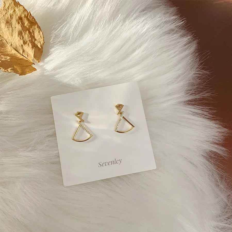 925 Sterling Silver Earring Charm Jewelry - Geometric Fan-shaped - Xm251 - Touchy Style