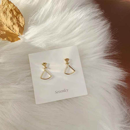 925 Sterling Silver Earring Charm Jewelry - Geometric Fan-shaped - Xm251 - Touchy Style
