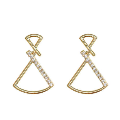 925 Sterling Silver Earring Charm Jewelry - Geometric Fan-shaped - Xm251 - Touchy Style