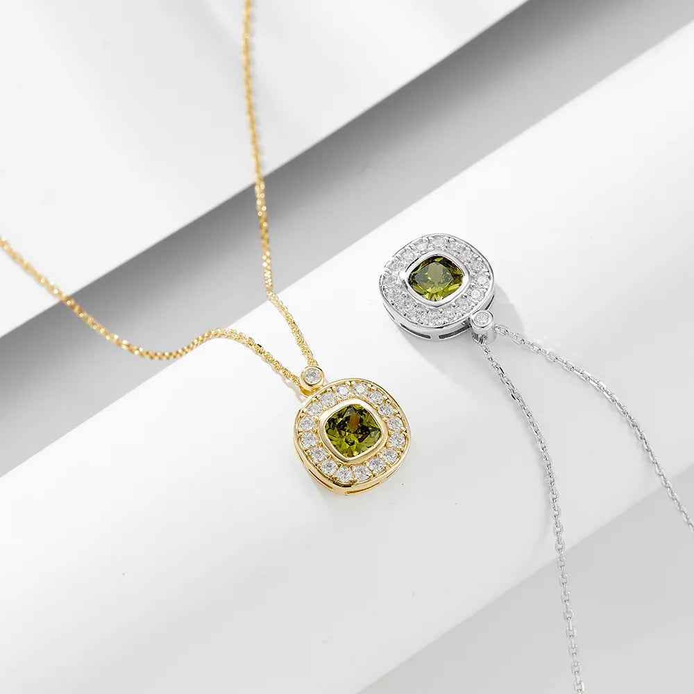 925 Sterling Silver Earring, Ring, and Necklace Charm Jewelry Set - Olive Green Zircon - CCF0025 - Touchy Style