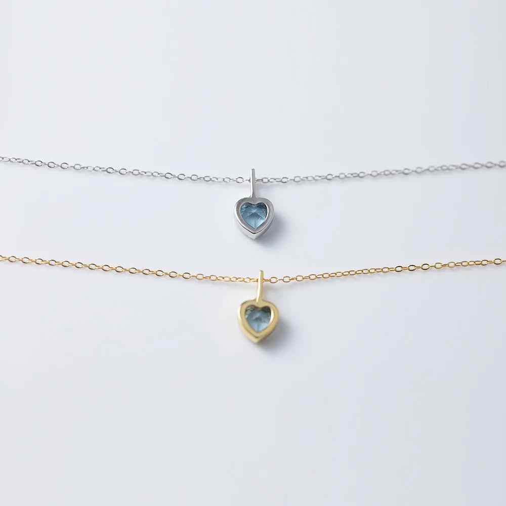 925 Sterling Silver Earrings and Necklaces Charm Jewelry Set - Blue Sapphire Heart - Xm251 - Touchy Style