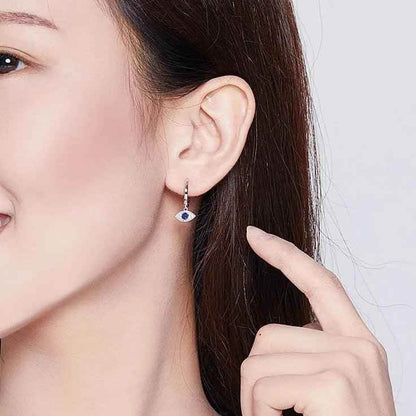 925 Sterling Silver - Earrings Charm Jewelry - Blue Eye - BSE274 - Touchy Style