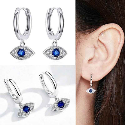 925 Sterling Silver - Earrings Charm Jewelry - Blue Eye - BSE274 - Touchy Style