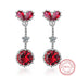 925 Sterling Silver Earrings Charm Jewelry Crystal Heart Red Blue Stone ZOS0454 - Touchy Style .