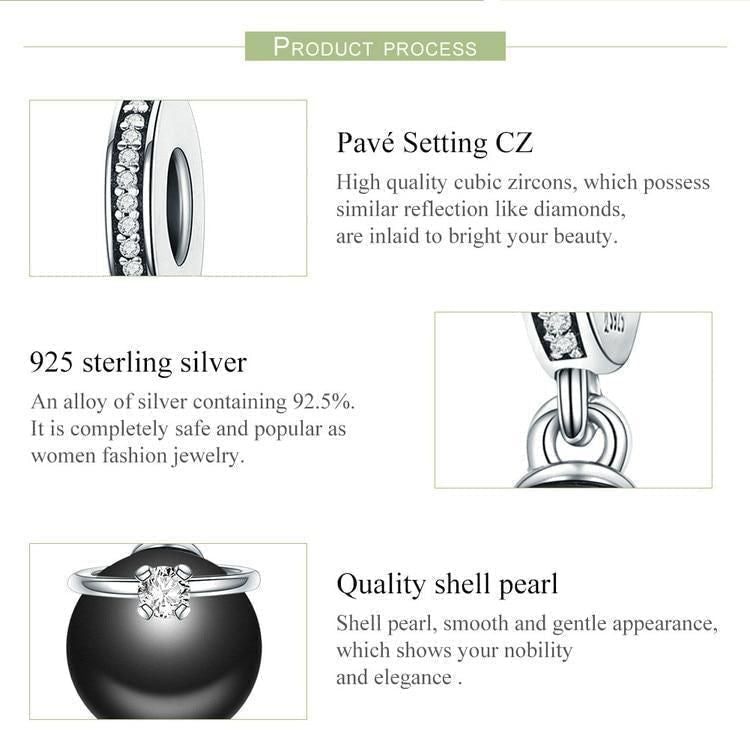 925 Sterling Silver Elegant Pearl Pendant Charm Jewelry Without Chain - Touchy Style .