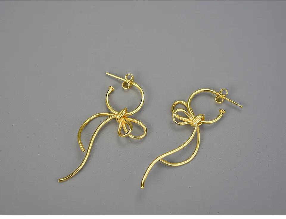 925 Sterling Silver Exquisite Lovely Knot Long Earrings Charm Jewelry LFJB0264 - Touchy Style .